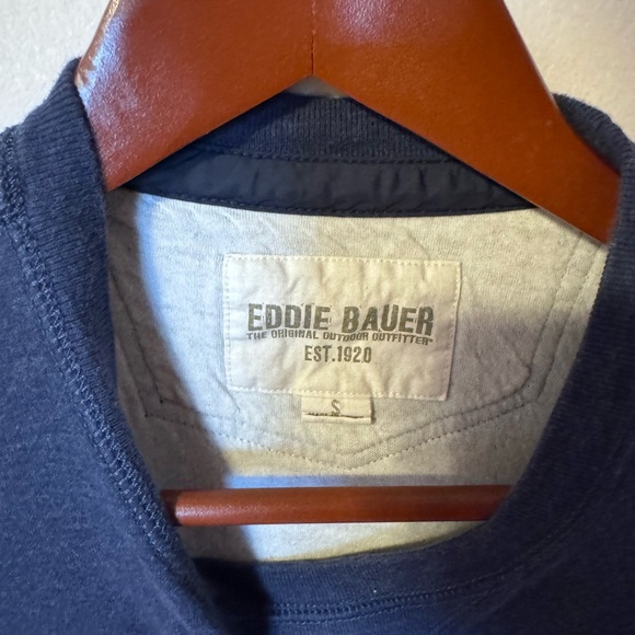 Eddie Bauer Men's Deep Blue Crewneck Sweater 100% Cotton - Picture 2 of 4